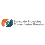 Logotipo del Banco de Proyectos Comunitarios Rurales con manos estilizadas formando un círculo alrededor de una hoja.
